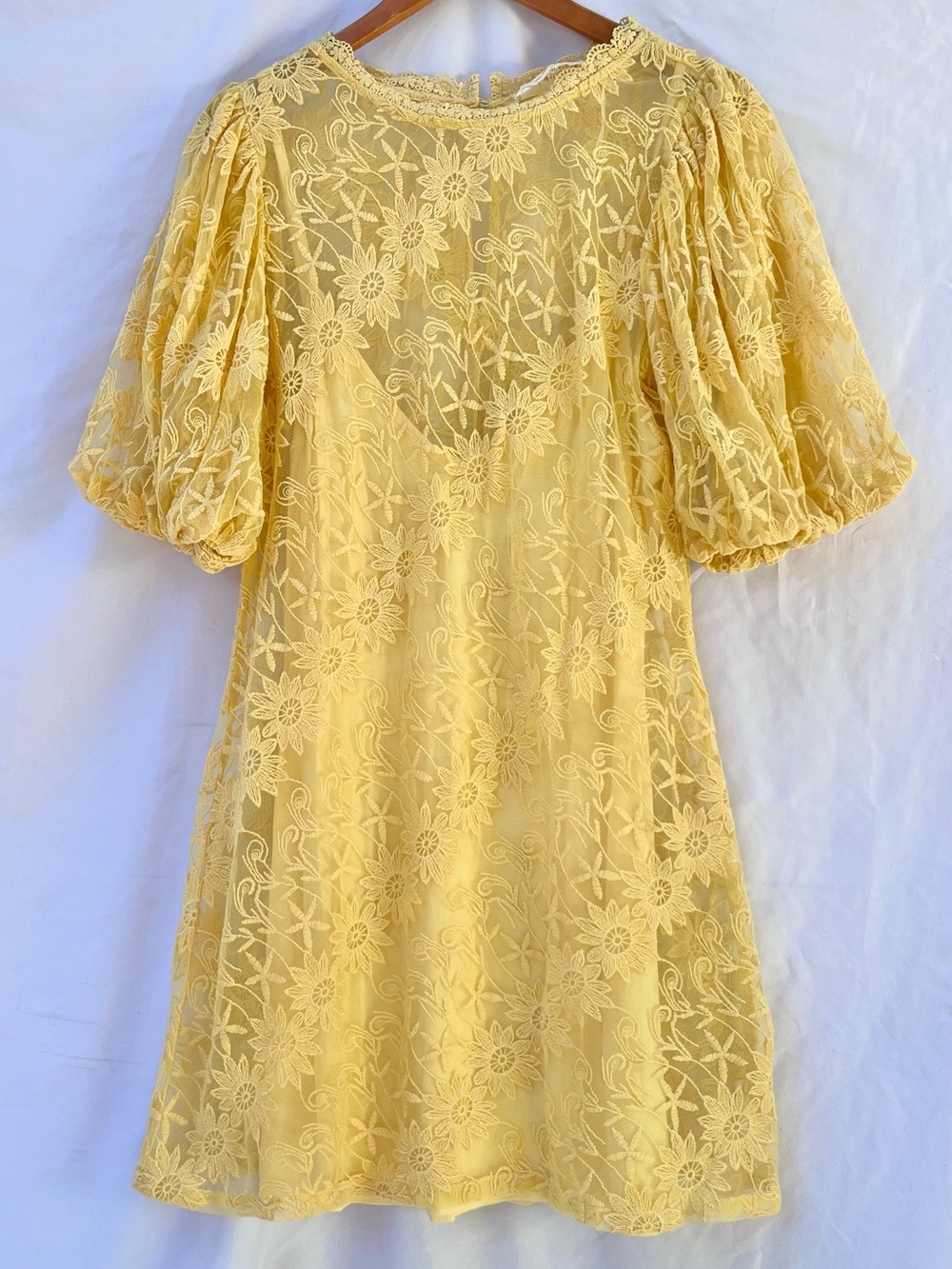 FREE PEOPLE x JEN’S PIRATE BOOTY NWOT VILLANOVA LACE PUFF SLEEVE MINI DRESS MED
